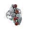 Native American Navajo Coral Sterling Silver Leaf Ring Size 9-3/4 AX130091